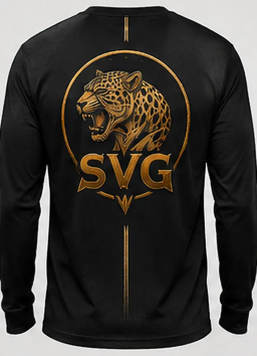 Camisa preta da linha Leopardo com o emblema SVG da onça nas costas